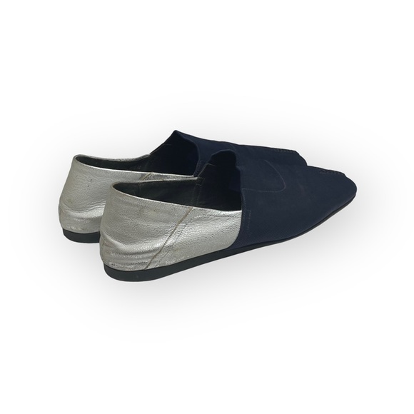 Donald J Pliner® ༄ Audra Leather Espadrille Flats ༄ Navy + White Metallic ༄ 9.5M - Picture 3 of 16
